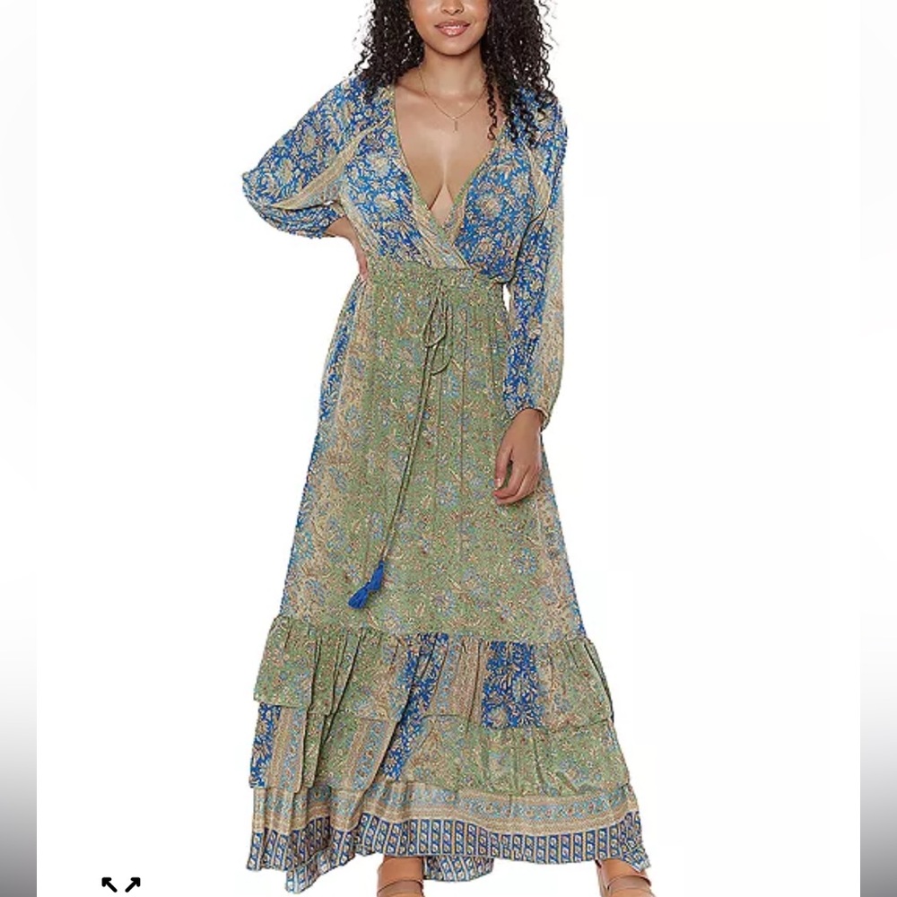Anthropologie Raga Jai Printed Tiered Maxi Dress Size Size M